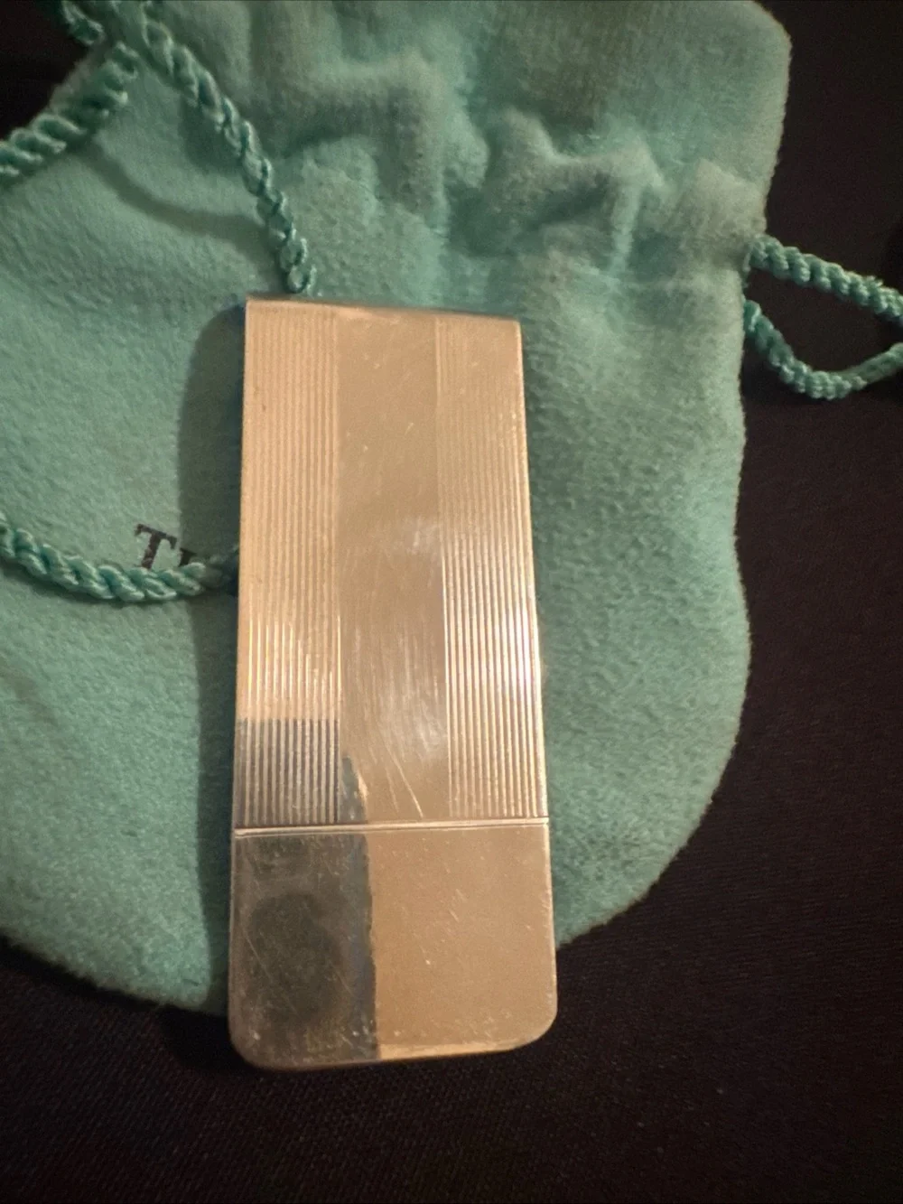 Tiffany & Co. Sterling Silver Money Clip with Signature Blue Pouch